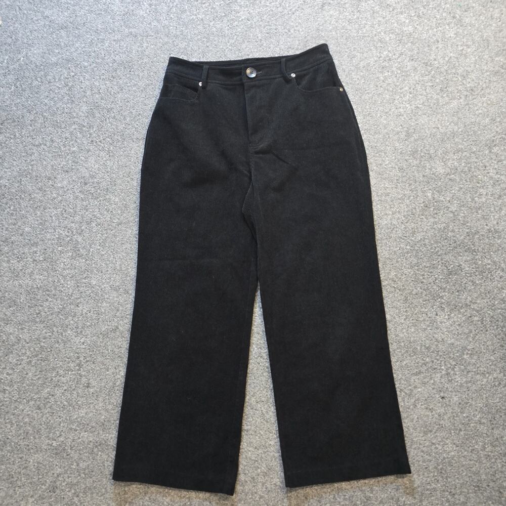 7 Seven For All Mankind Pants Womens Size Small Black Wide Leg Corduroy Cropped